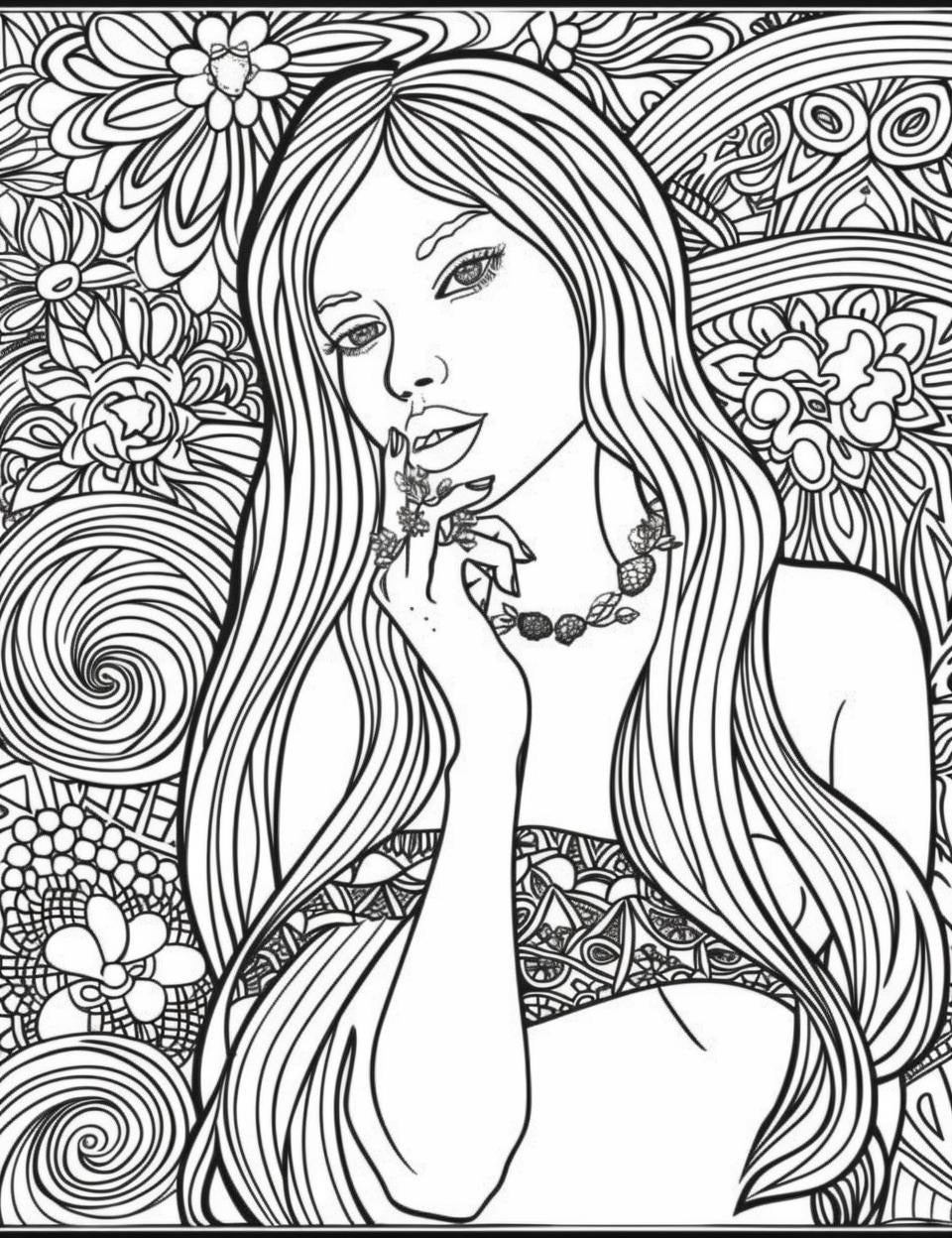 model  woman  summer  dress  coloring  drawing  art  flowers  underworld  black 953674
