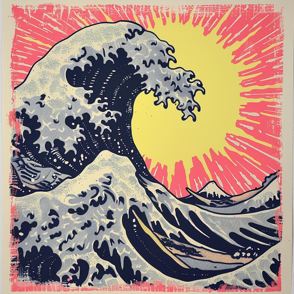 album  cover  kanagawa  greatwave  symbolist  1970s  art  screenprint  pulsar  stylize 941614