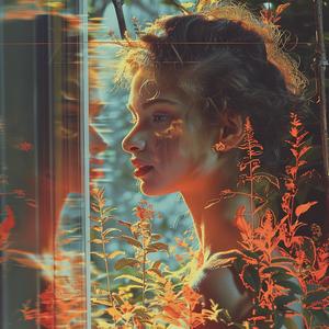 chromolithography  window  woman  flowers  background  contemplation  tranquil  indoor  nature  light 1040041