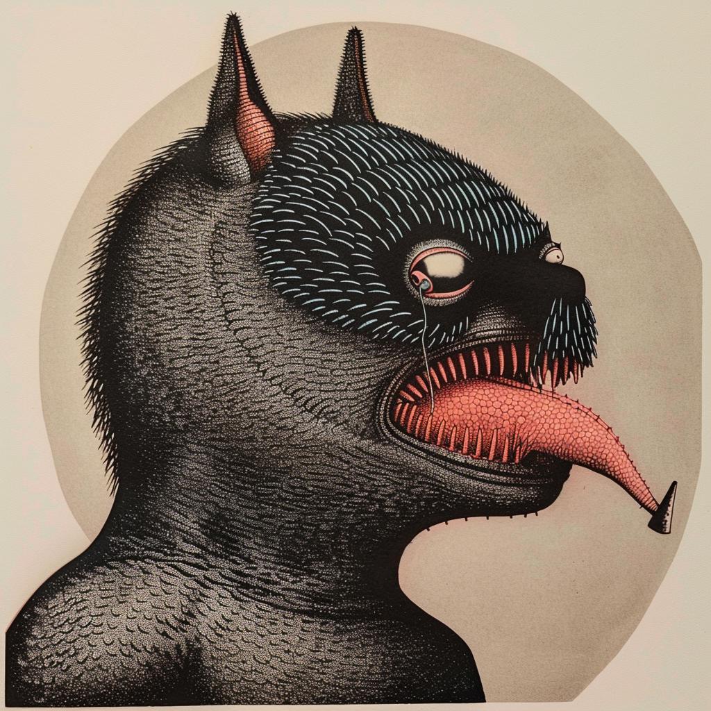 drawing  dog  tongue  horror  1917  whimsical  creature  artwork  features  odd 946046