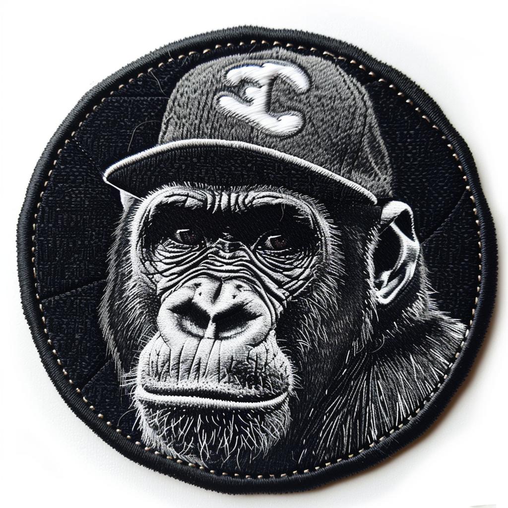 patch  gorilla  baseball  cap  chenille  black  white  streetwear  minimal  creative 961386