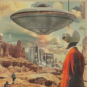 alien  spaceship  desert  landscape  surrealism  collage  futuristic  enigmatic  art  mystical 1041278