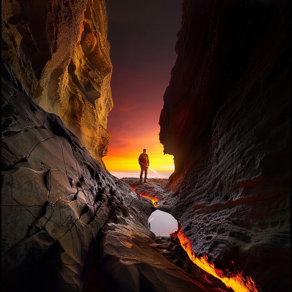 surreal  lifestyle  photo  canyon  sunset  unusual  lighting  glow  man  photography 1027119
