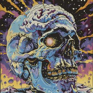 surreal  poster  band  skull  brain  Todd  symbolist  Risograph  screenprinting  cover 1078683