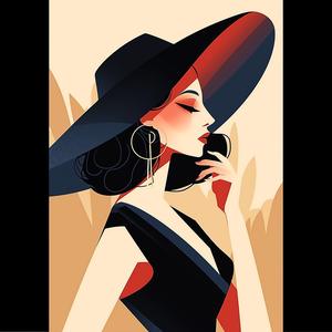 woman  fashion  hat  curly  sleeveless  elegant  illustration  stylish  modern  posing 1072537