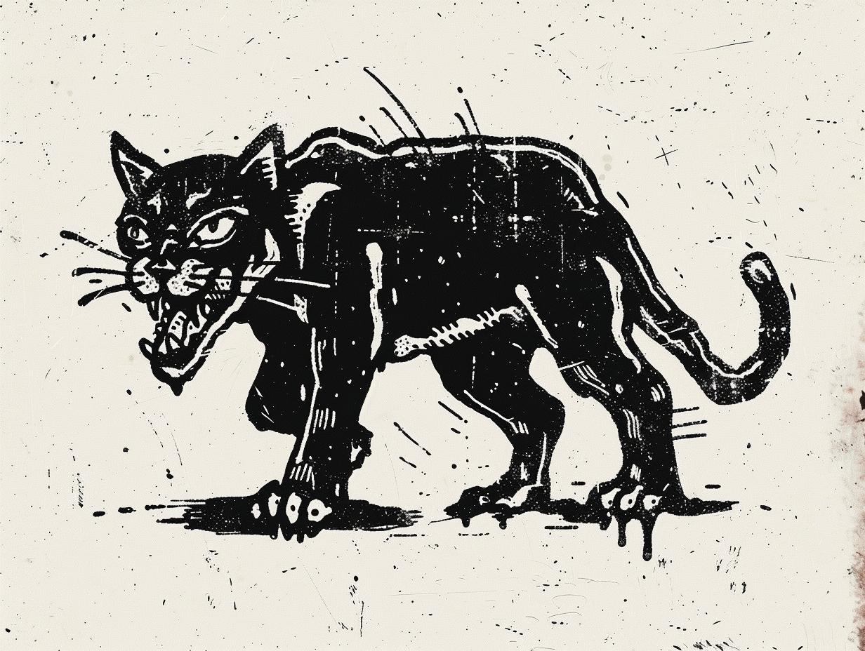 black  panther  knife  vintage  comic  illustration  Sailor Jerry  art  animal  whimsical 919486
