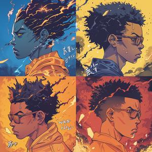manga  quadriptych  characters  anime  African-American  storytelling  action  colorful  symbolic  dynamic 1075282
