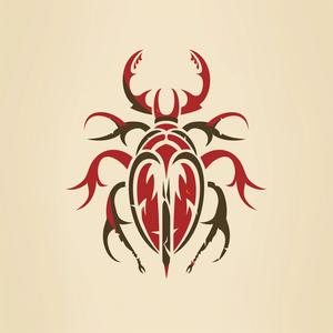 beetle  logo  design  illustration  tribal  light  beige  crimson  organic  art 1068710