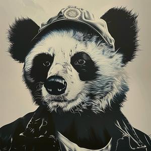 panda  bear  hat  jacket  adorable  animal  character  playful  vibrant  illustration 1039640