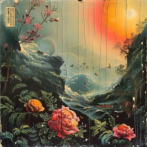 flowers  mountains  sun  painting  chromolithography  landscape  colorful  artwork  nature  scene 1058593