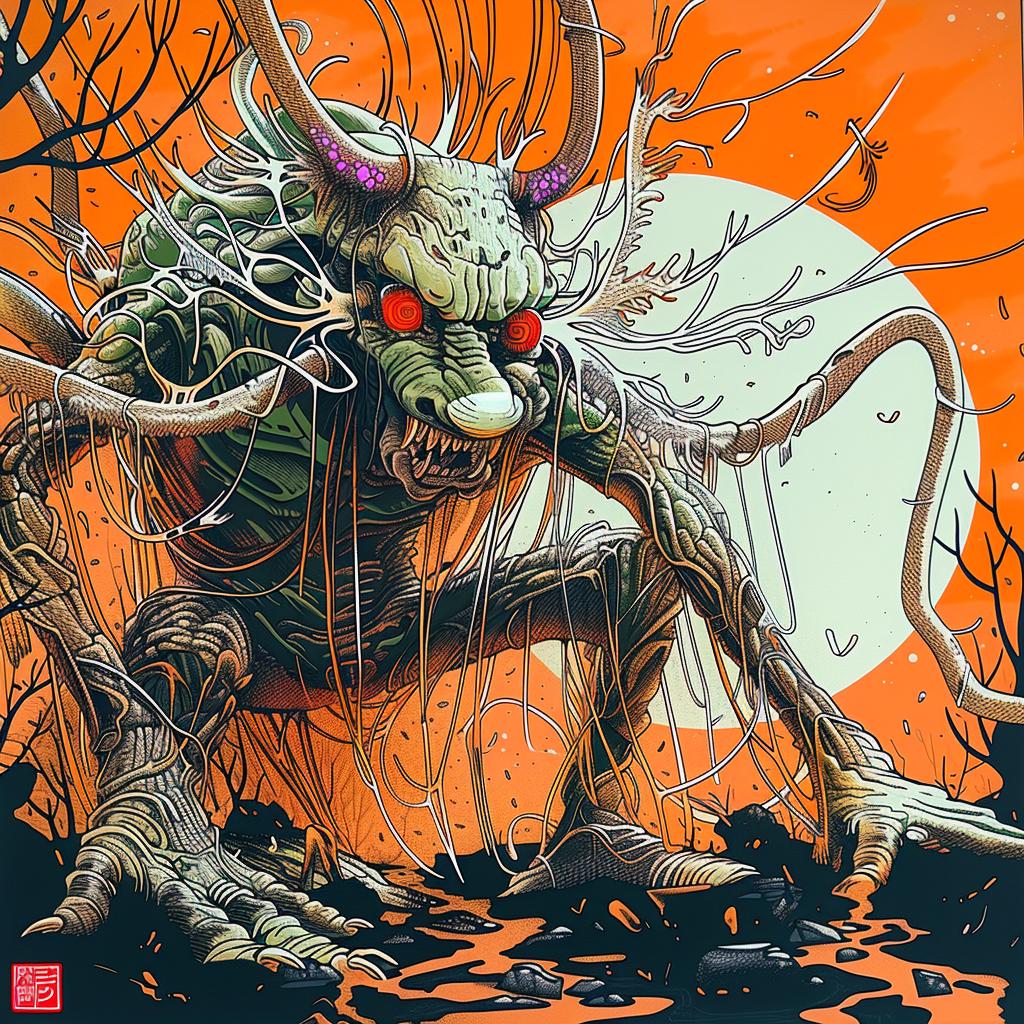 demon  painting  horns  head  visual  japanese  characters  art  stylized  illustration 948331