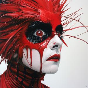 DADA  creature  dripping  blood  makeup  feathers  surrealism  airbrush  art  fantasy 1072558