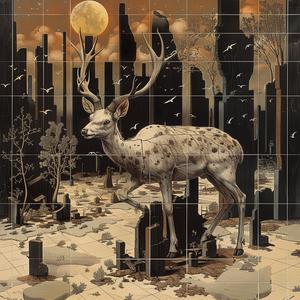 deer  city  painting  nature  urban  wildlife  artwork  illustration  chromolithography  visual 1041022