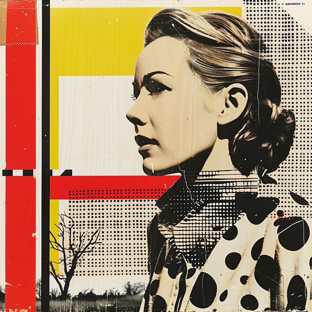 woman  polka  dot  dress  red  yellow  background  art  colorful  stylized 1019554