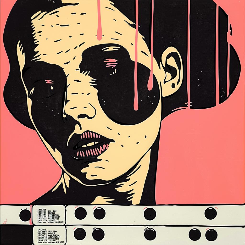 abstract  expressionism  cyborg  face  impasto  palette  cream  black  pink  art 963343