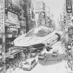 futuristic  car  flying  city  design  Syd  Mead  concept  art  rendering 1075376