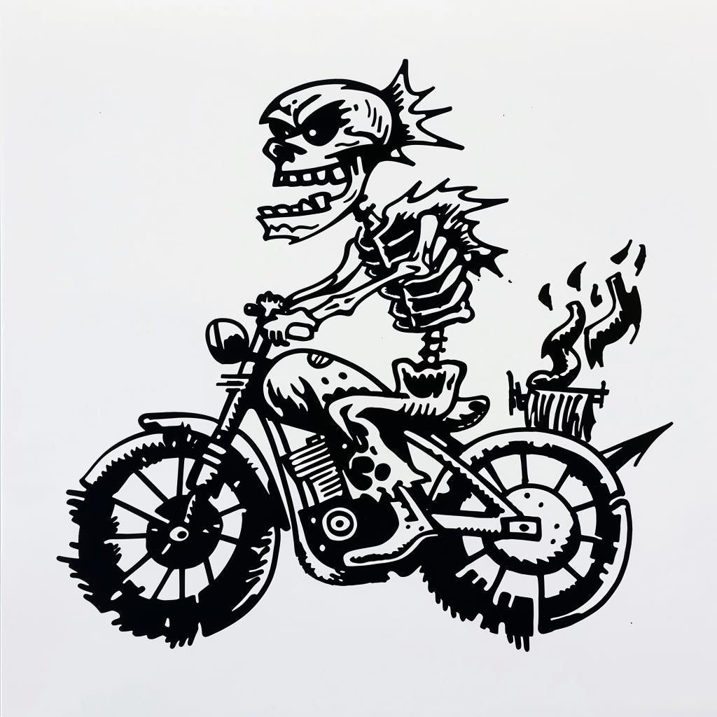 skeleton  motorcycle  skull  dark  adventure  illustration  dynamic  fantasy  road  grunge 1025411