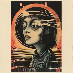 surreal  woman  portrait  album  cover  hyper-realistic  screenprinting  symbolism  Mitsumasa  Anno 1079789