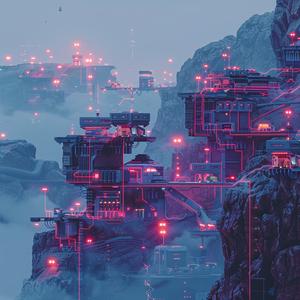 futuristic  landscape  sci-fi  neon  technology  urban  cyborg  detailed  abstract  Moebius 1074683