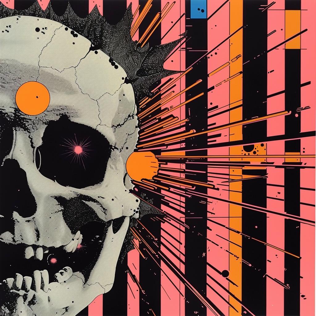 skull  poster  orange  dots  abstract  graphic  stylized  conceptual  design  modern 1020759