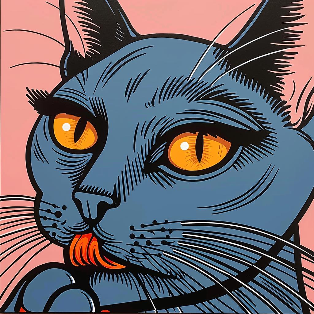 Russian  Blue  Cat  Orange  Eyes  Pink  Background  Feline  Artistic  Cute 972165