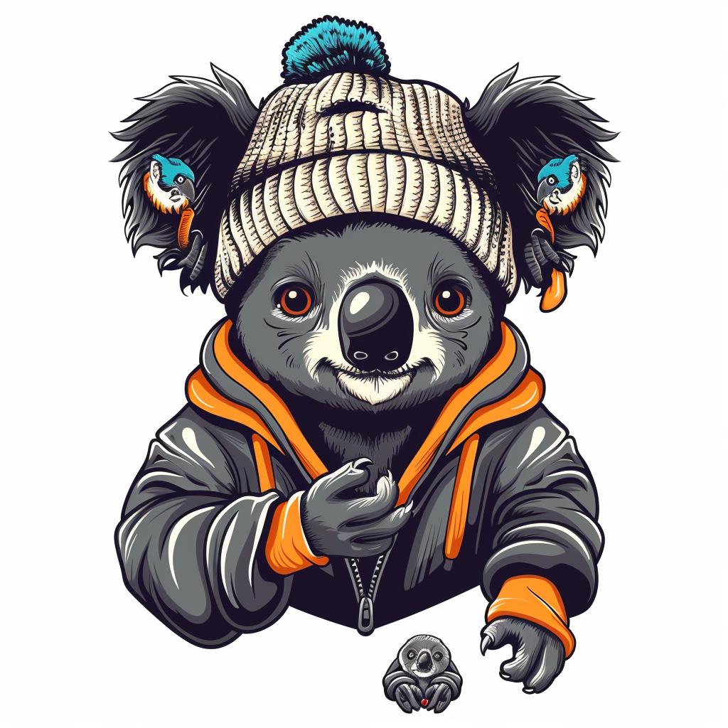 cute  adorable  koala  knit  hat  jacket  minimal  vector  illustration  street 958717