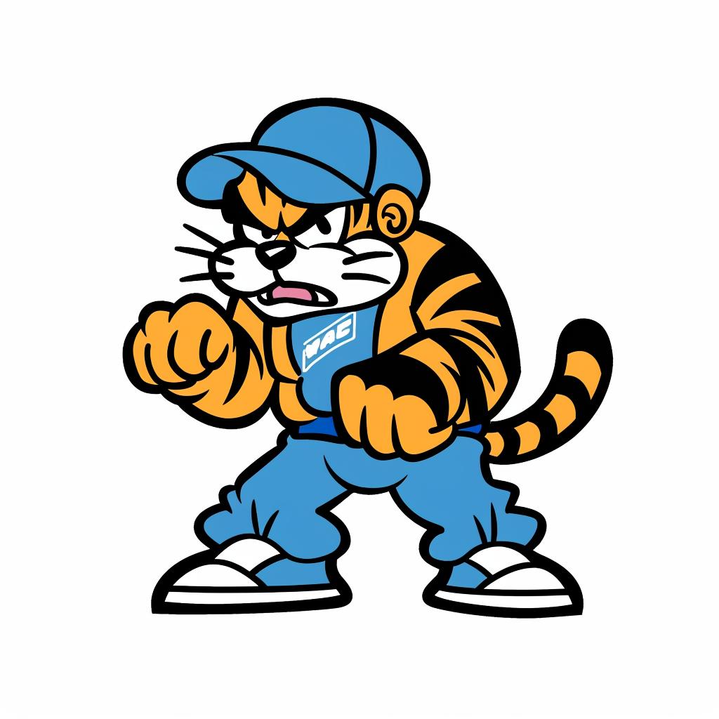 tiger  aggressive  streetwise  cartoon  minimal  blue  yellow  cap  urban  icon 958905