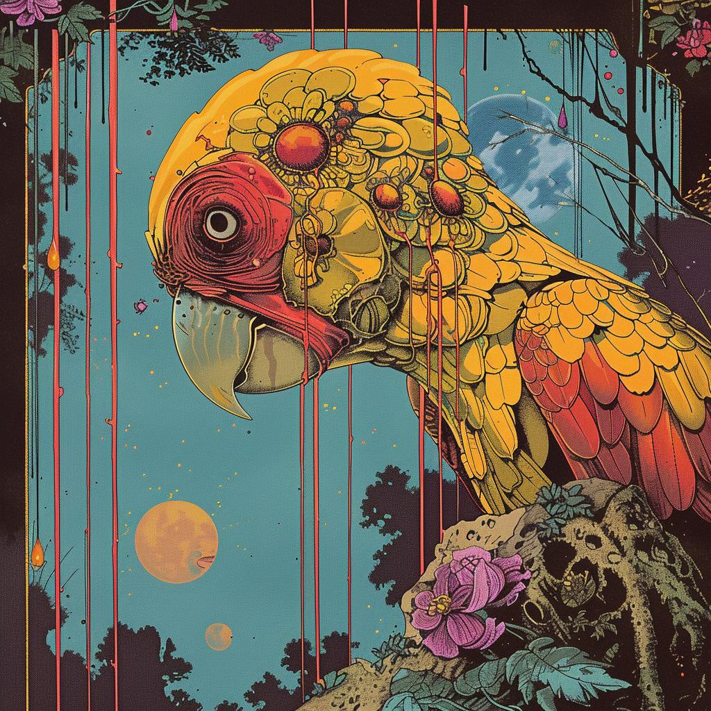 parrot  colorful  beak  yellow  nature  bird  vibrant  exotic  chromolithography  feathers 1036042