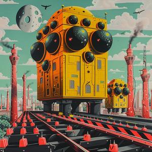 Minimal  Chromolithography  Train  Yellow  Object  Escher  Stalenhag  Surreal  Art  Landscape 1037721