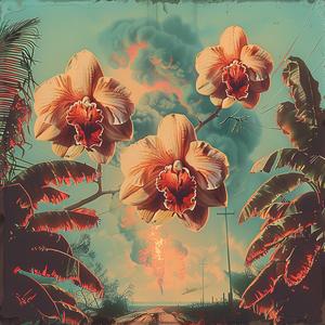 chromolithography  flowers  palm  trees  sunset  painting  art  nature  colorful  scene 1060216