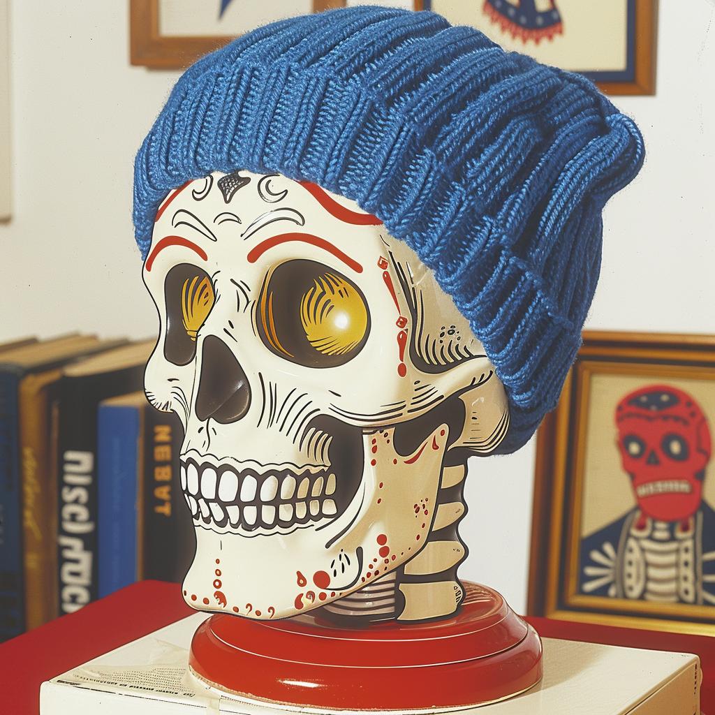 skull  hat  table  blue  close-up  stylized  morbid  surreal  art  decorative 962784