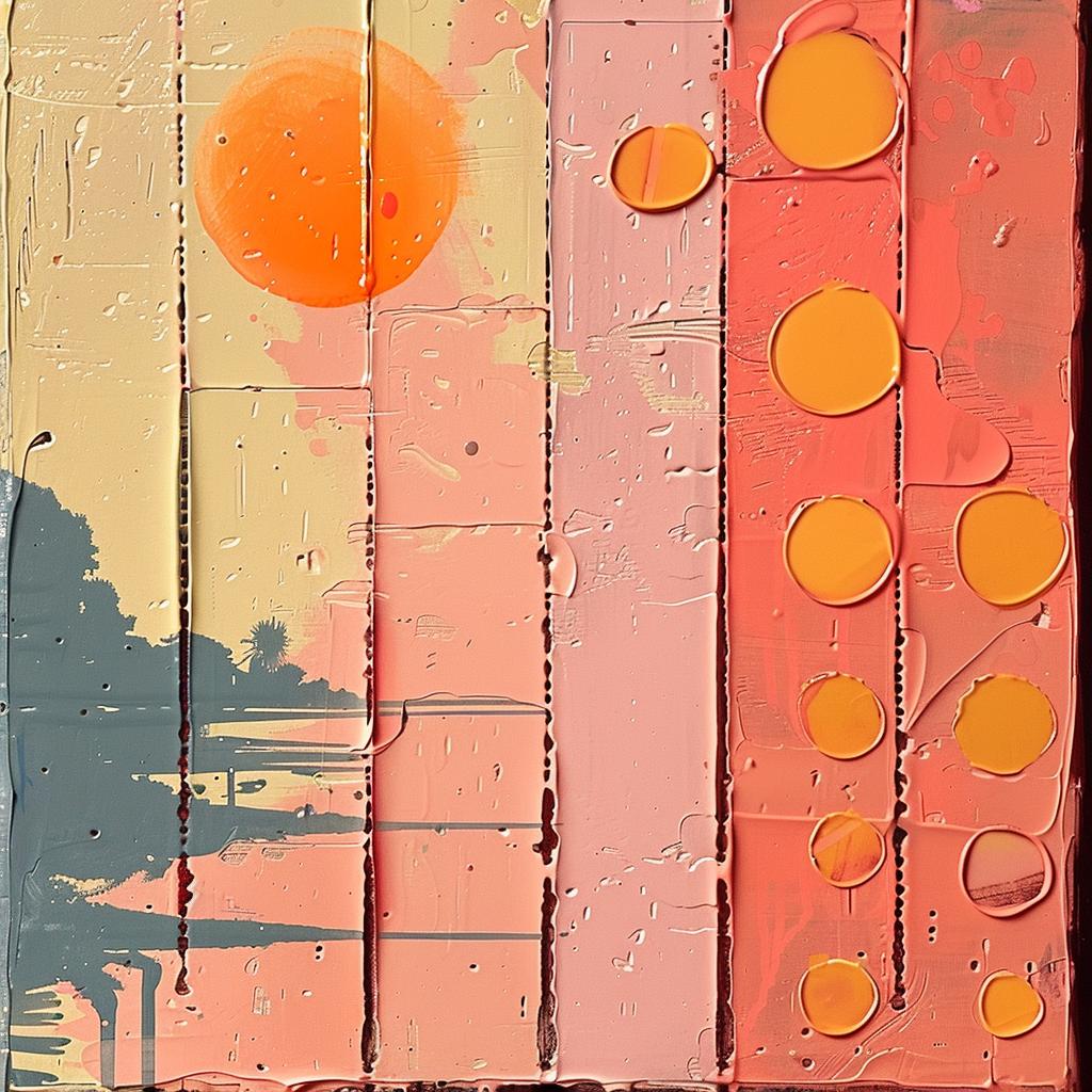 painting  sunset  encaustic  colorful  abstract  texture  impasto  vibrant  dots  canvas 1016061