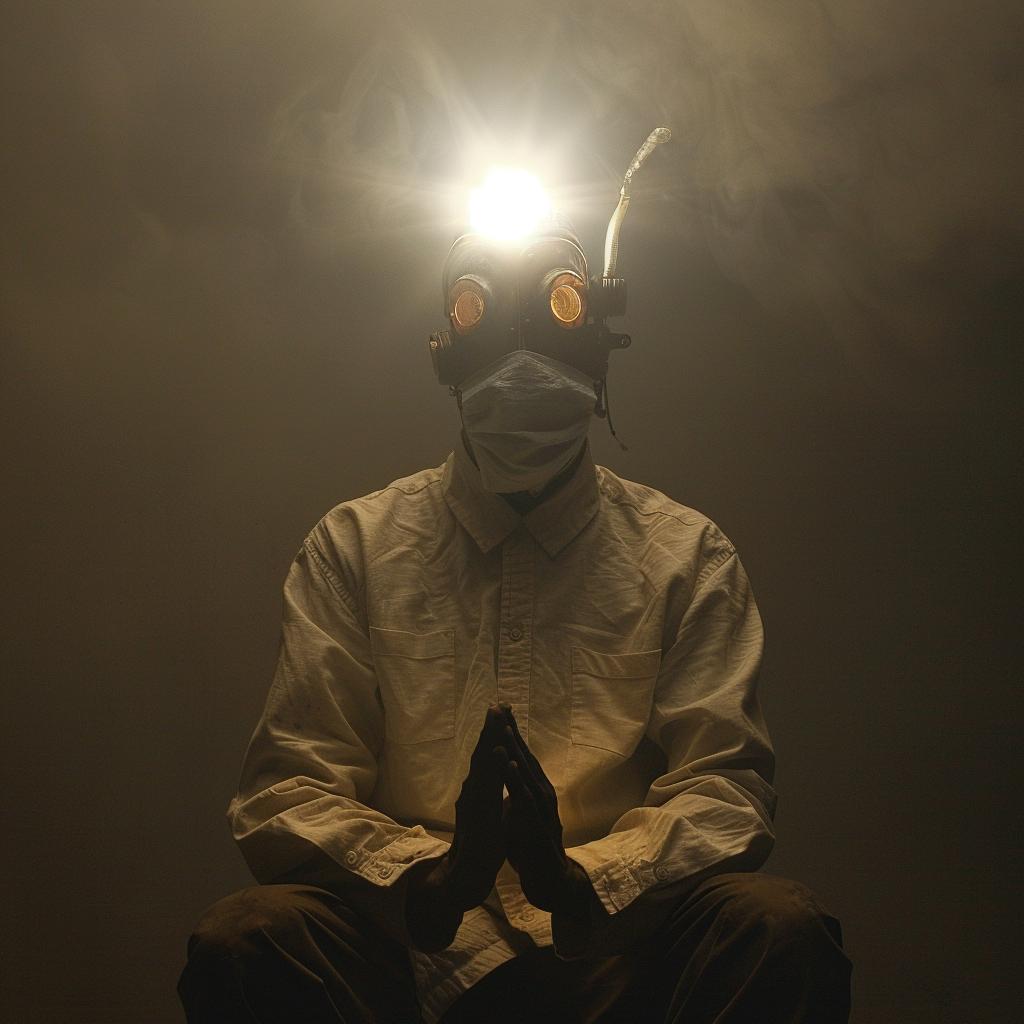 surreal  occult  sci-fi  darkarts  glow  lighting  man  gasmask  photo  award-winning 965907