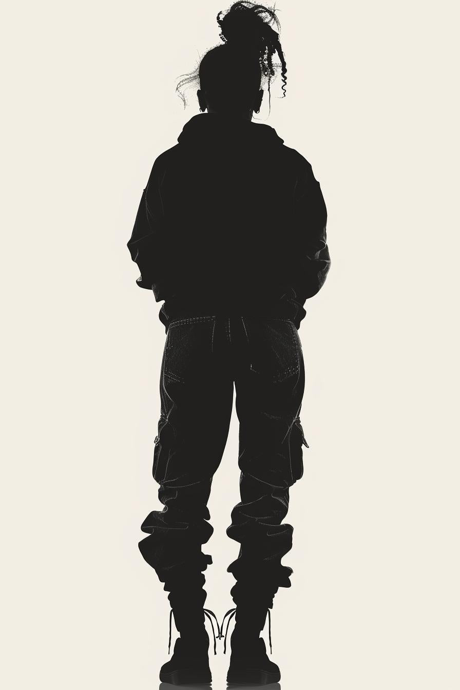 silhouette  man  hoodie  pants  vector  white  background  minimal  contemporary  stylized 954442