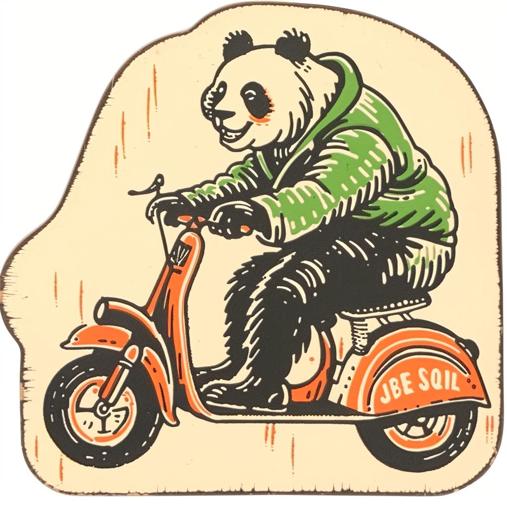 panda  scooter  bear  cute  animal  playful  sticker  fun  illustration  transport 938707