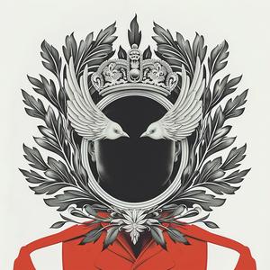 album  cover  surreal  man  jacket  crown  black  red  symbolist  risograph 1077627