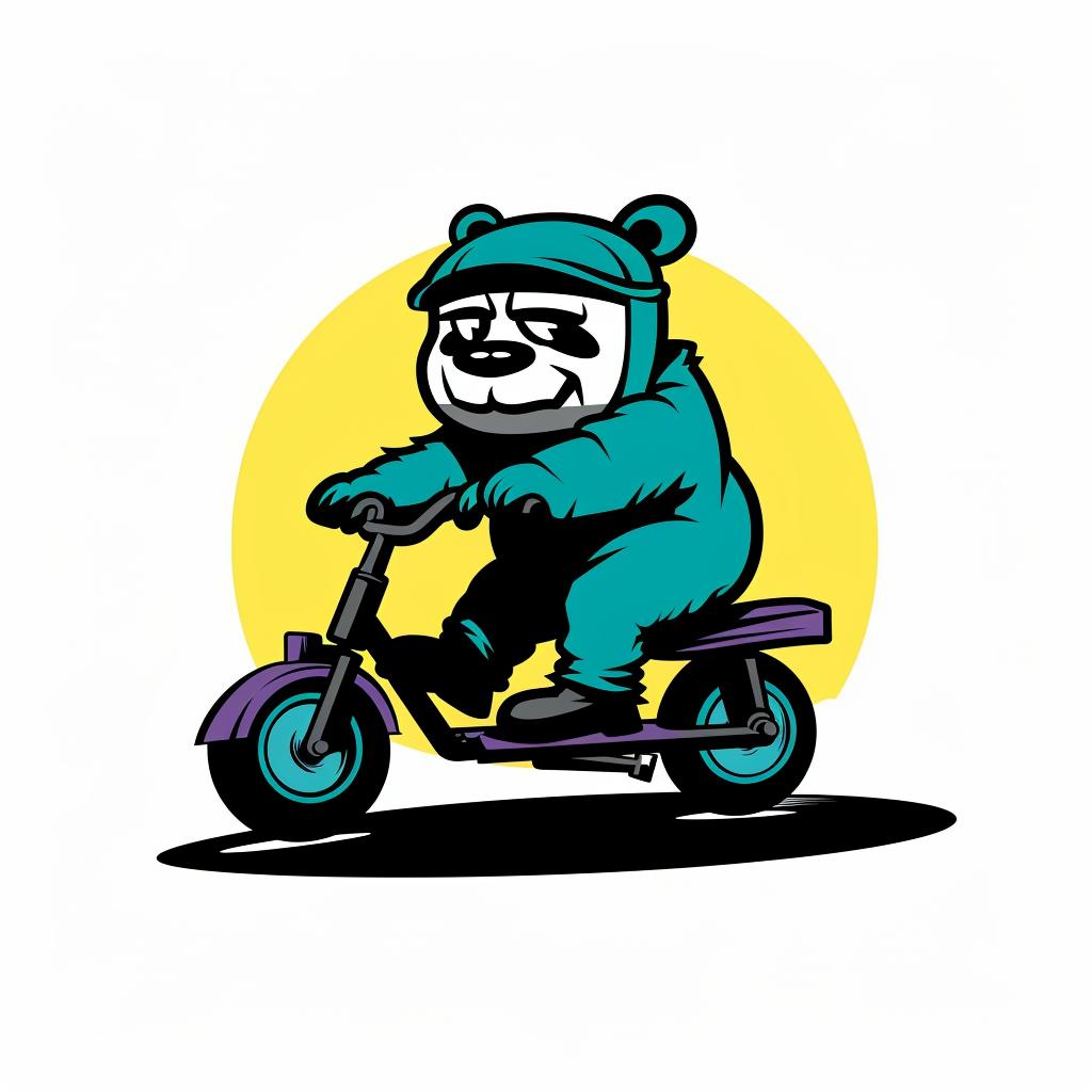 panda  scooter  cartoon  happy  minimal  blue  yellow  cute  fun  playful 955514