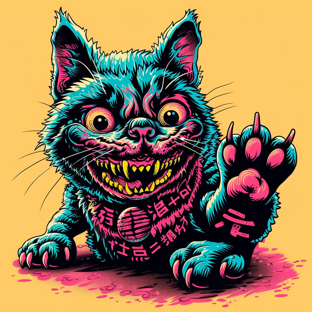 cat  grinning  exaggerated  facial  features  playful  smile  large  eyes  whimsical 927903