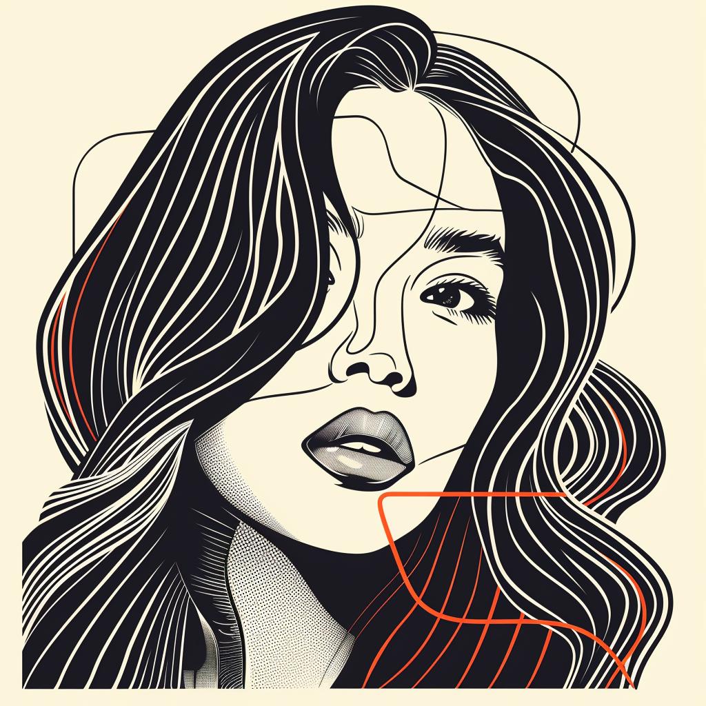 Pop Art  Asian  female  long hair  minimalist  portrait  line drawing  white  contemporary  vibrant 937132