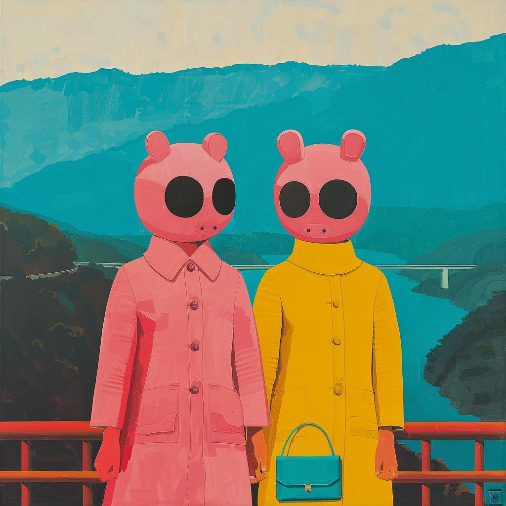 surreal  album  cover  Joan  Cornella  bridge  pink  people  scene  charming 1019177
