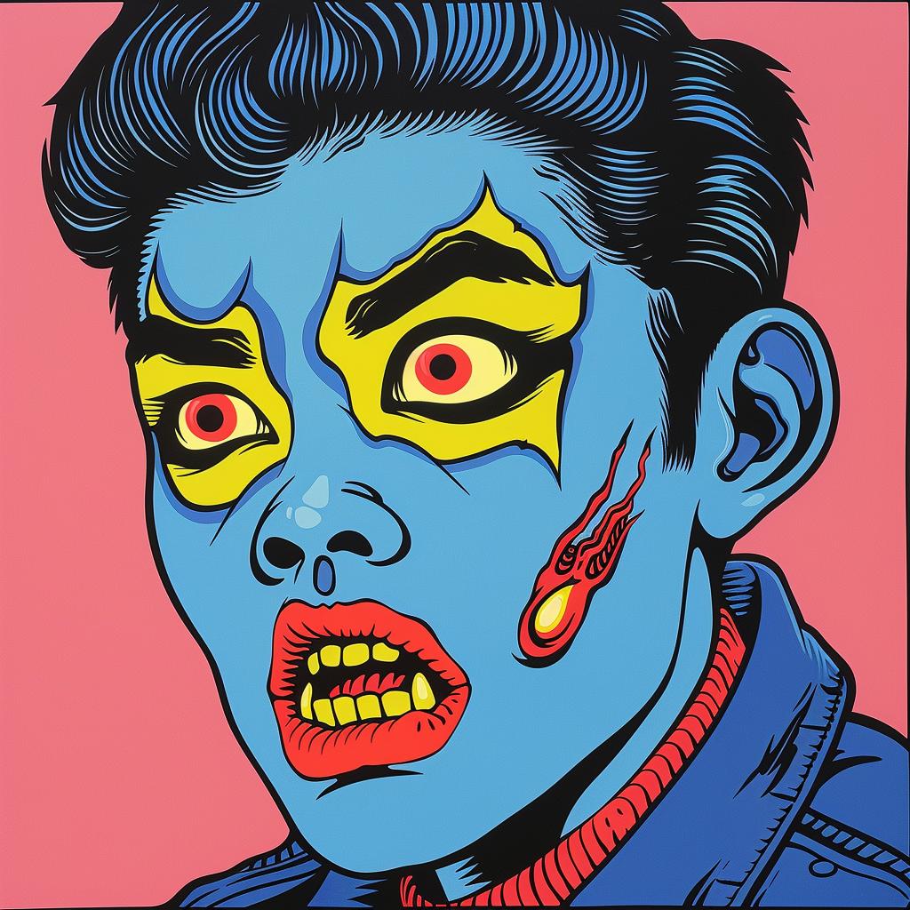 Japanese  horror  poster  man  blue  eyes  red  lips  art  illustration 1021419