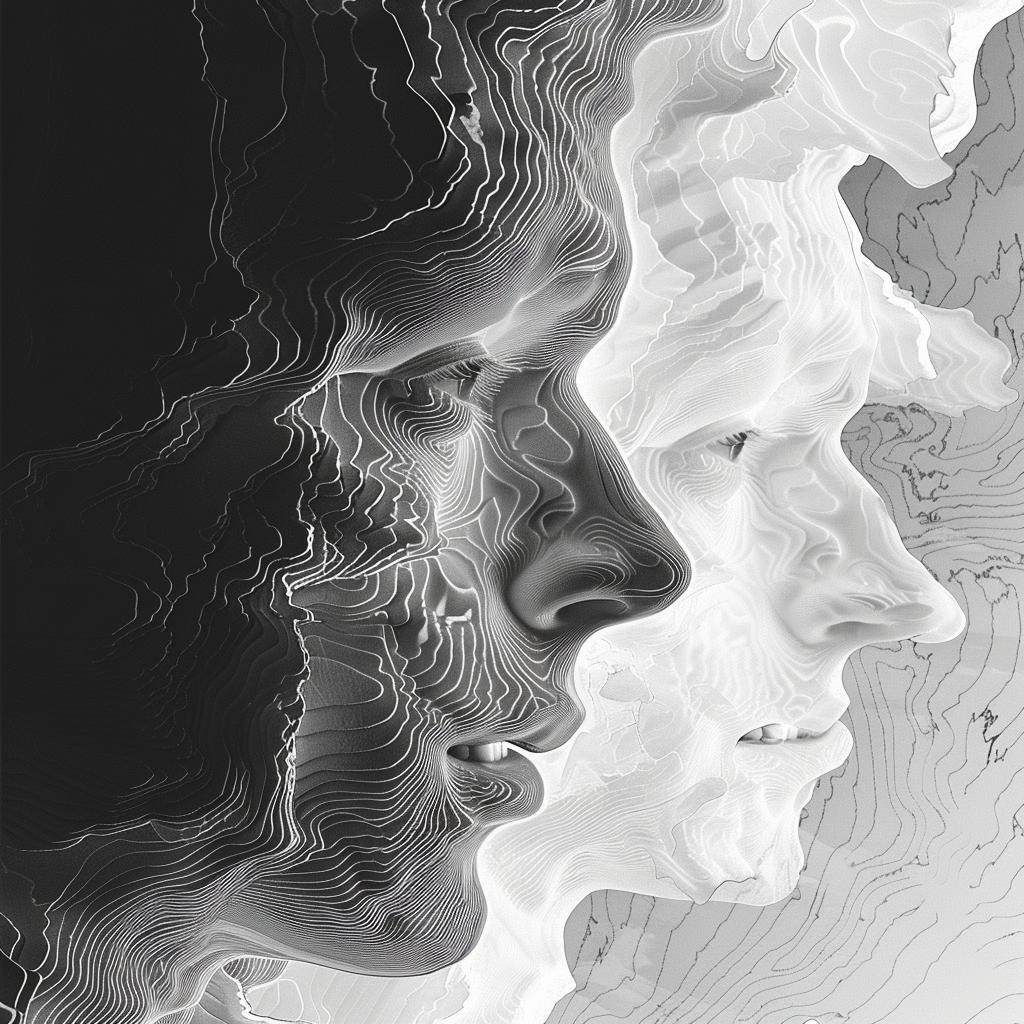 generative  black  white  art  p5js  faces  mountains  abstract  digital  surreal 967480