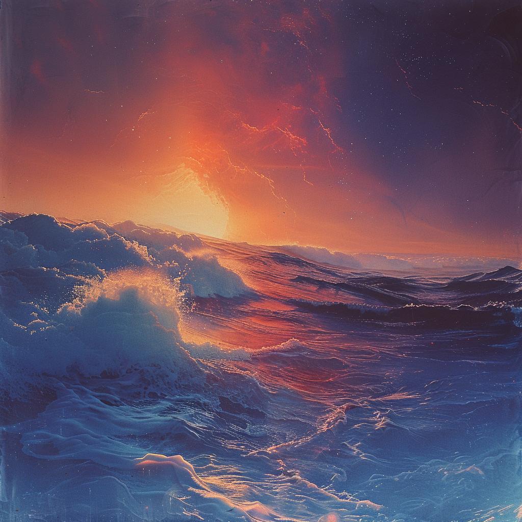 pulsar  waves  Ed  Ruscha  natural  colors  volumetric  lighting  painting  ocean 1026549