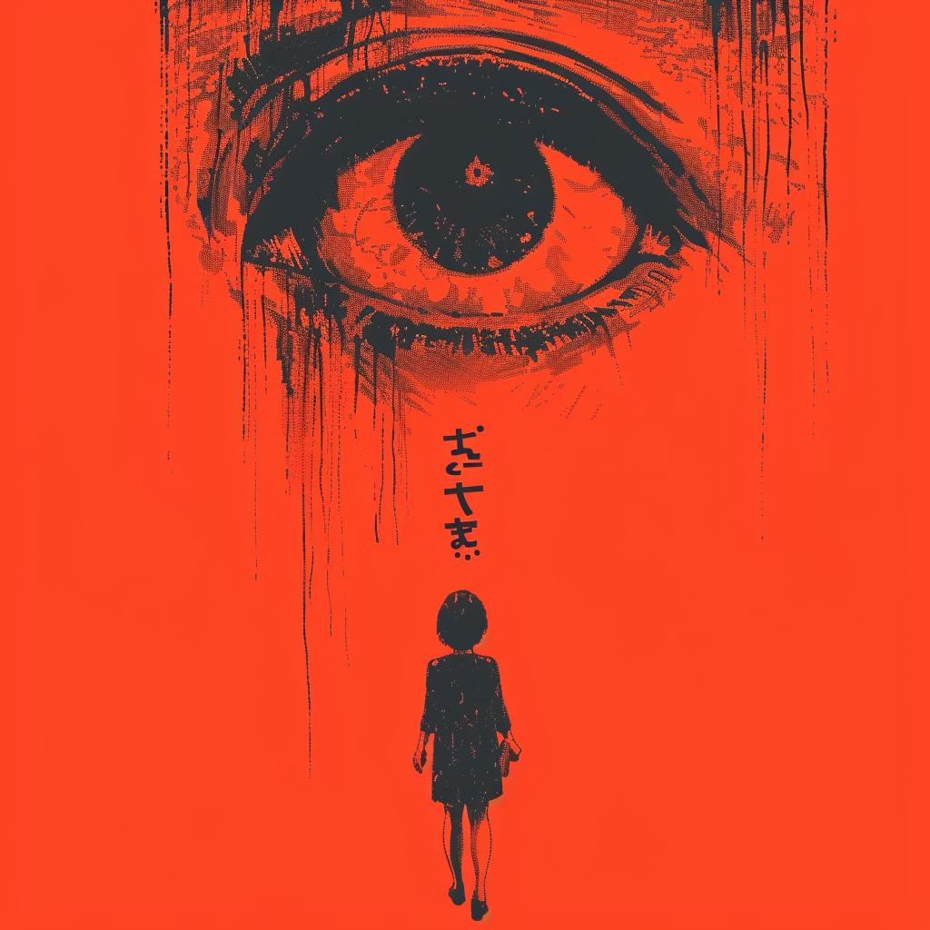 غلاف روايات رعب يابانية بسيطة، ملصق فيلم، عين، رسومي منمق، 1020173