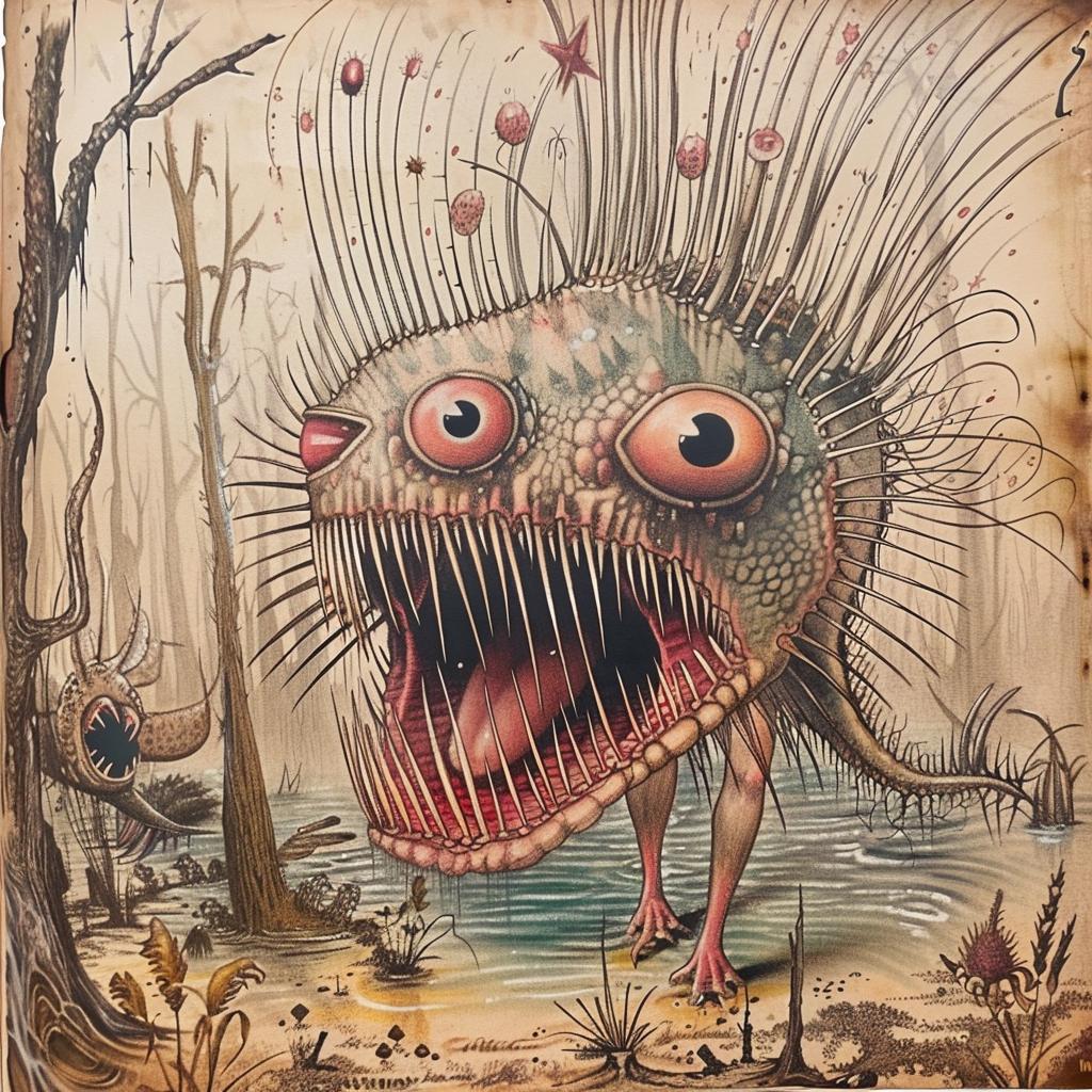 drawing  monster  mouth  eyes  horror  humorous  whimsical  cartoonish  1917  grotesque 947432