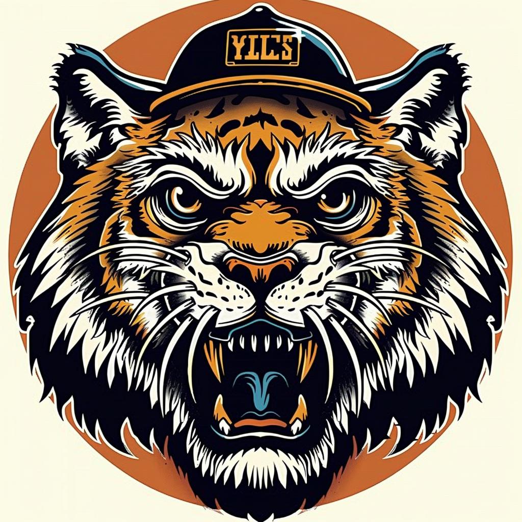 tiger  head  cap  poster  animal  illustration  bold  fierce  design  playful 962378