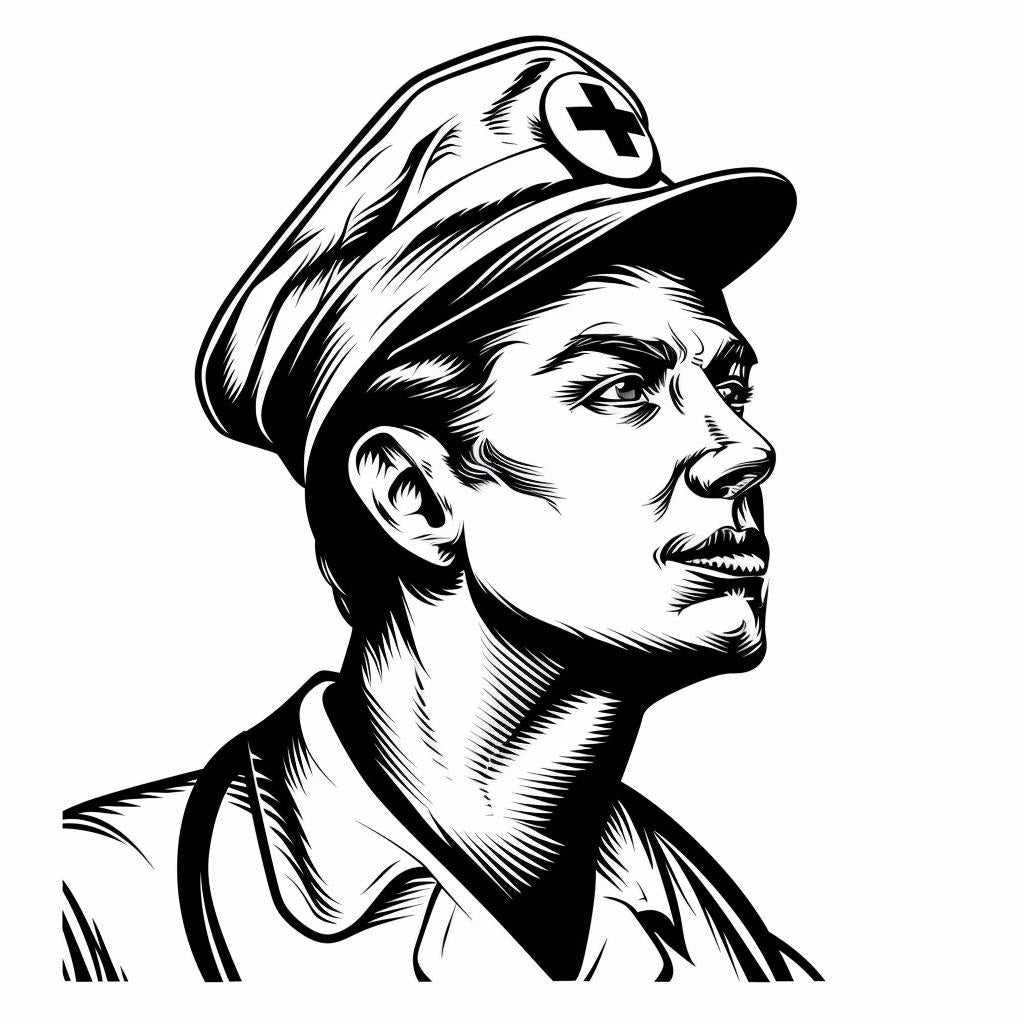 nurse  silhouette  drawing  icon  emblem  blackandwhite  vintage  plain  bold  lines 951906