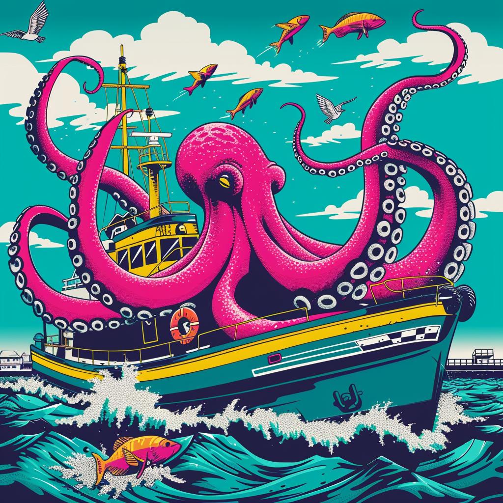 octopus  boat  fish  ocean  marine  art  colorful  strange  wildlife  dynamic 947063