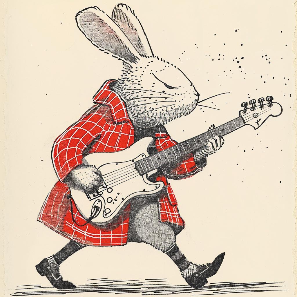rabbit  guitar  anthropomorphic  music  illustration  character  Moebius  red  fantasy  whimsy 922749