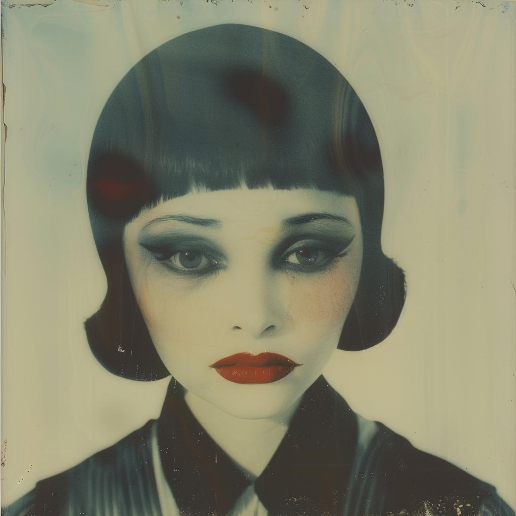 polaroid  woman  black  hair  red  lips  nostalgia  photograph  1970s  portrait 1019827